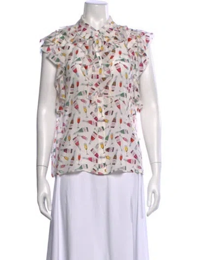 Pre-owned Alice And Olivia Silk Printed Blouse W/ Tags In Multi