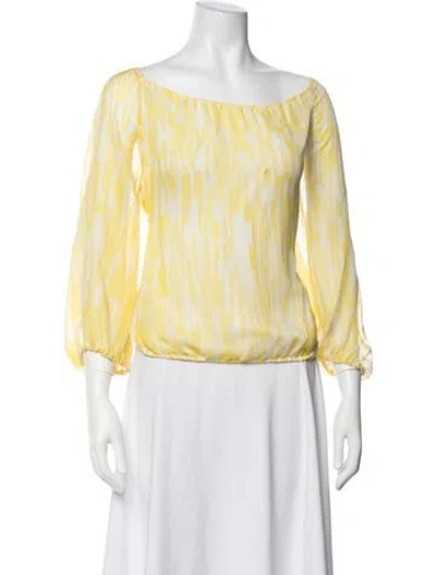 Pre-owned Alice + Olivia Silk Printed Blouse In Yellow