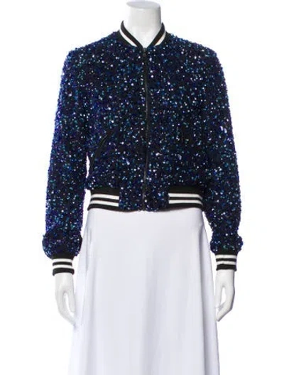 Pre-owned Alice And Olivia Silk Printed Bomber Jacket In Black