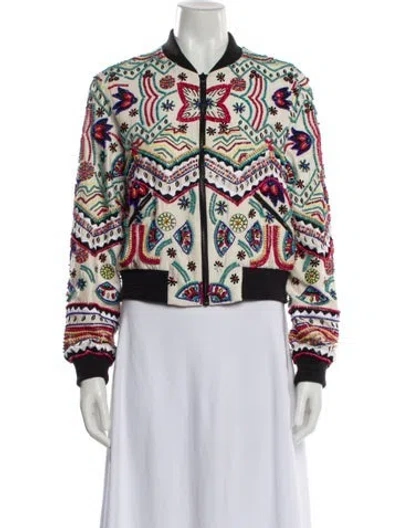 Pre-owned Alice And Olivia Silk Printed Bomber Jacket In Multi