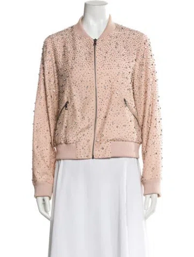 Pre-owned Alice And Olivia Silk Printed Bomber Jacket In Pink