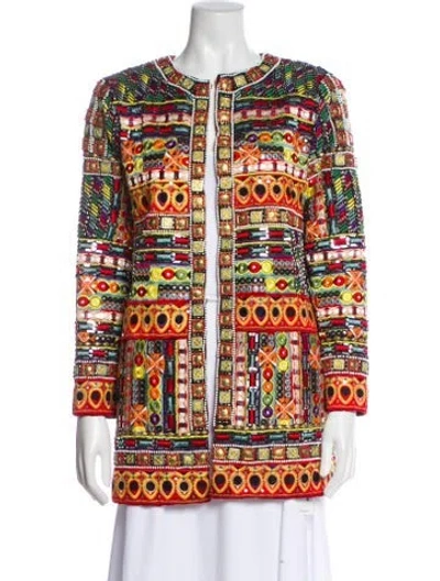 Pre-owned Alice And Olivia Silk Printed Evening Jacket In Multi