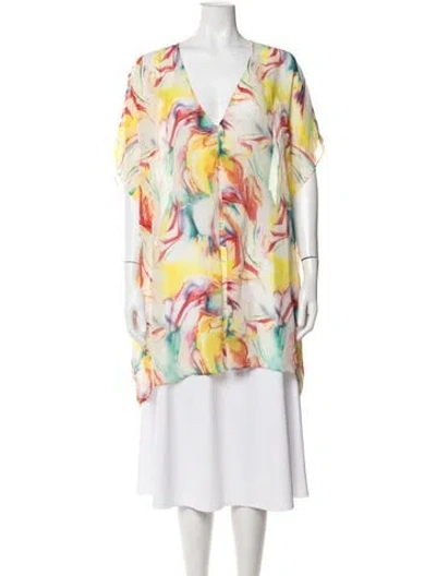 Pre-owned Alice And Olivia Silk Printed Nightgown In Yellow