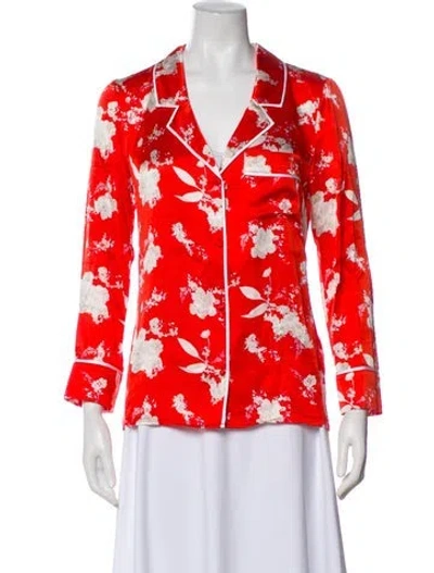 Pre-owned Alice And Olivia Silk Printed Pajamas In Orange