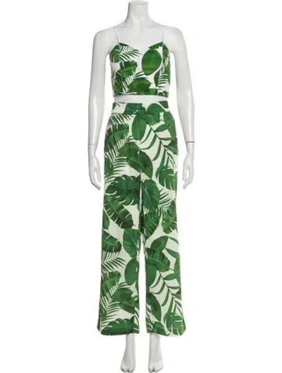 Pre-owned Alice And Olivia Silk Printed Pant Set W/ Tags In Green