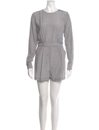 Pre-owned Alice And Olivia Silk Printed Romper In White