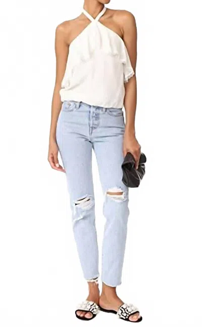 Alice And Olivia Silk Ruffle Crop Blouse Lace Halter Top In White