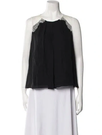 Pre-owned Alice And Olivia Silk Scoop Neck Blouse In Black