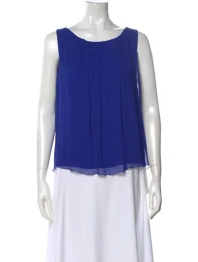 Pre-owned Alice And Olivia Silk Scoop Neck Blouse In Blue