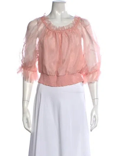 Pre-owned Alice And Olivia Silk Scoop Neck Blouse In Pink