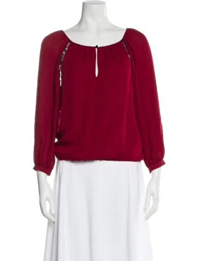 Pre-owned Alice And Olivia Silk Scoop Neck Blouse In Red