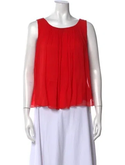 Pre-owned Alice And Olivia Silk Scoop Neck Blouse In Red