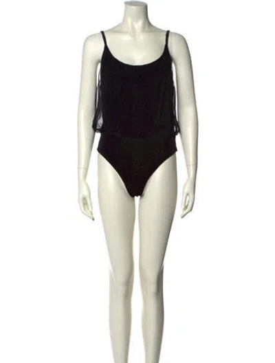 Pre-owned Alice And Olivia Silk Scoop Neck Bodysuit In Neutral