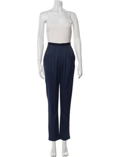 Pre-owned Alice And Olivia Silk Scoop Neck Jumpsuit In Blue