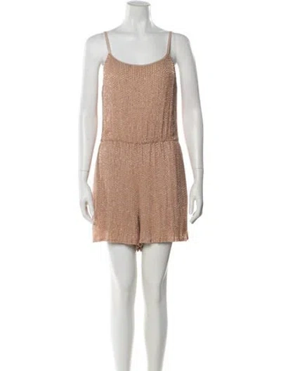Pre-owned Alice And Olivia Silk Scoop Neck Romper In Neutral