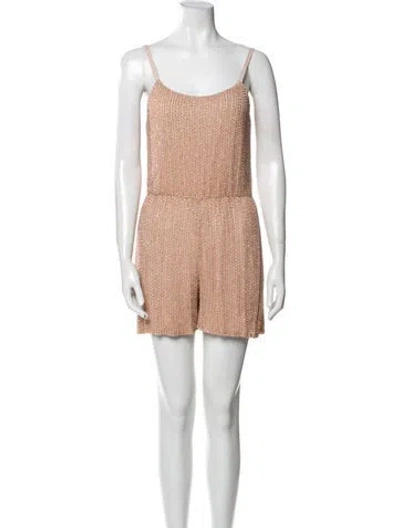 Pre-owned Alice And Olivia Silk Scoop Neck Romper In Neutral