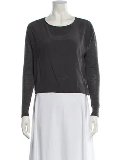 Pre-owned Alice And Olivia Silk Scoop Neck Sweatshirt In Gray