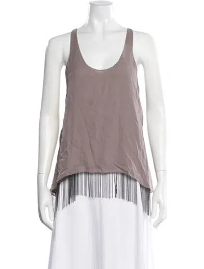 Pre-owned Alice And Olivia Silk Scoop Neck Top In Gray