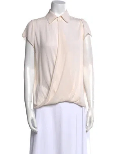 Pre-owned Alice And Olivia Silk Short Sleeve Blouse In Neutral