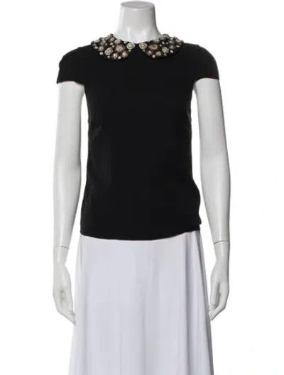 Pre-owned Alice And Olivia Silk Short Sleeve Top In Black