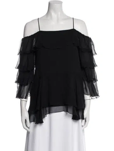 Pre-owned Alice And Olivia Silk Square Neckline Blouse In Black