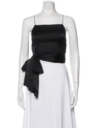 Pre-owned Alice And Olivia Silk Square Neckline Crop Top In Black