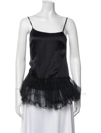 Pre-owned Alice And Olivia Silk Square Neckline Top In Black
