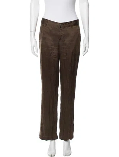 Pre-owned Alice And Olivia Silk Straight Leg Pants In Brown