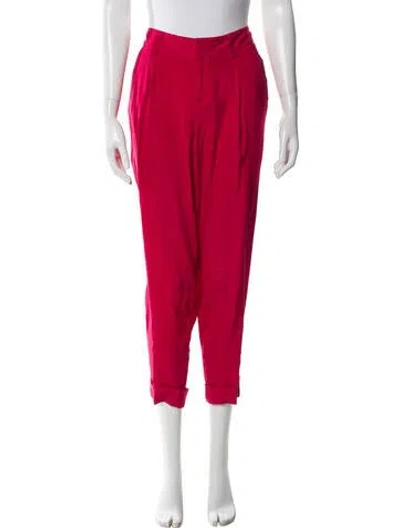 Pre-owned Alice And Olivia Silk Straight Leg Pants In Red