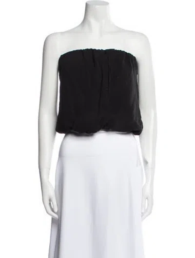 Pre-owned Alice And Olivia Silk Strapless Crop Top In Black