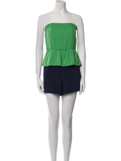 Pre-owned Alice And Olivia Silk Strapless Romper In Green