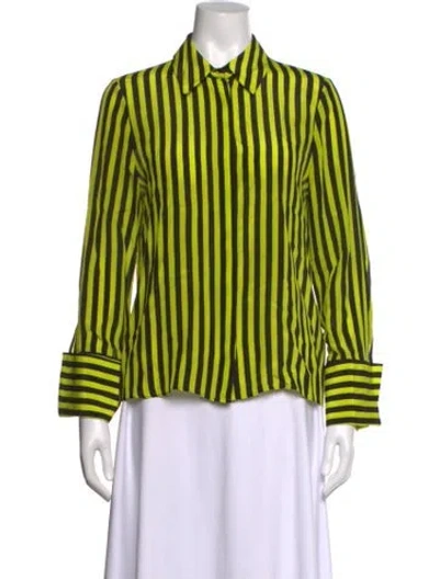 Pre-owned Alice And Olivia Silk Striped Blouse In Black