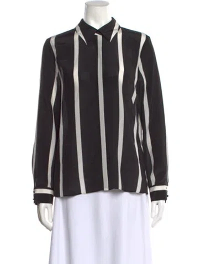 Pre-owned Alice And Olivia Silk Striped Blouse In Black