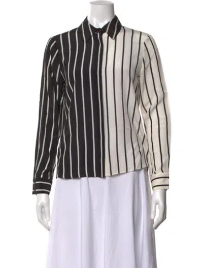 Pre-owned Alice And Olivia Silk Striped Blouse In Blue