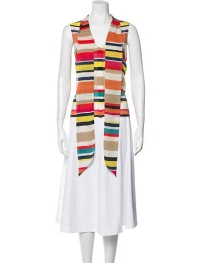Pre-owned Alice And Olivia Silk Striped Blouse In Neutral