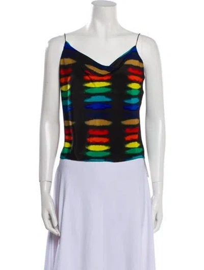 Pre-owned Alice And Olivia Silk Striped Crop Top In Black