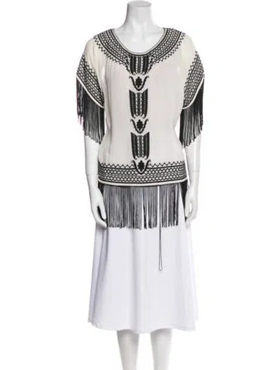 Pre-owned Alice And Olivia Silk Striped Tunic In White