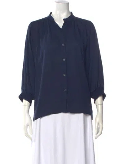 Pre-owned Alice And Olivia Silk Three-quarter Sleeve Blouse In Blue