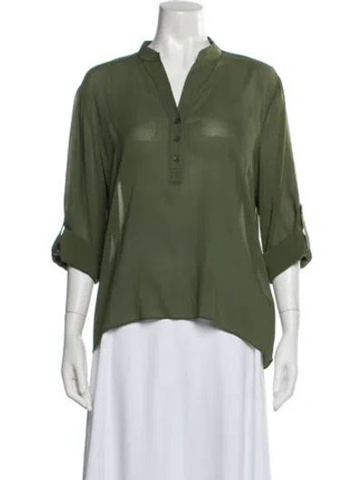 Pre-owned Alice And Olivia Silk Three-quarter Sleeve Blouse In Green