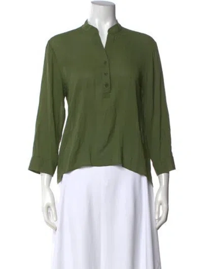 Pre-owned Alice And Olivia Silk Three-quarter Sleeve Blouse In Green