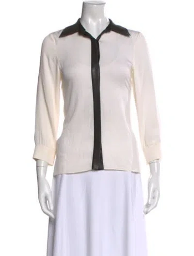 Pre-owned Alice And Olivia Silk Three-quarter Sleeve Blouse In Neutral