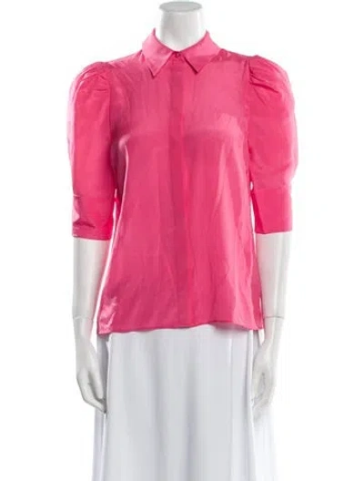 Pre-owned Alice And Olivia Silk Three-quarter Sleeve Blouse In Pink