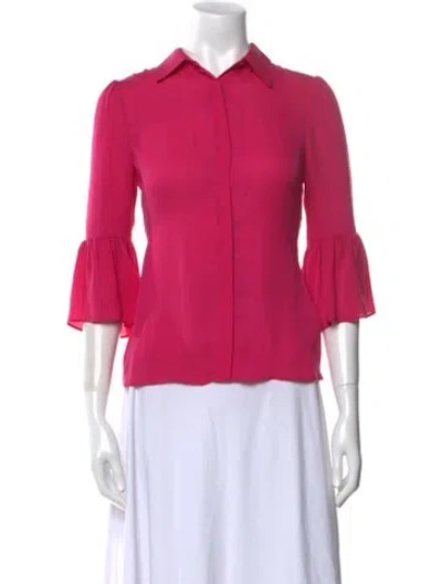 Pre-owned Alice And Olivia Silk Three-quarter Sleeve Blouse In Pink