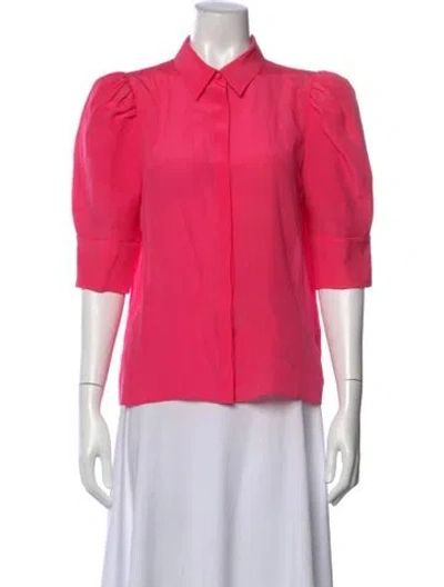 Pre-owned Alice And Olivia Silk Three-quarter Sleeve Blouse In Pink