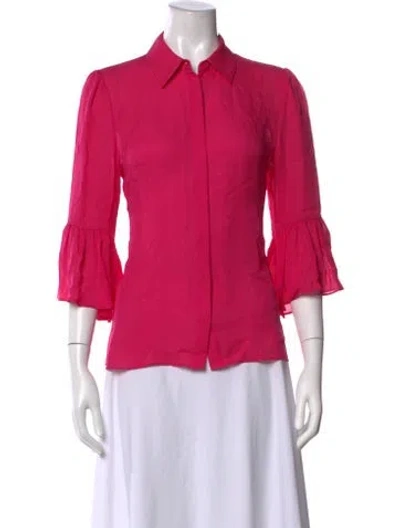 Pre-owned Alice And Olivia Silk Three-quarter Sleeve Blouse In Pink