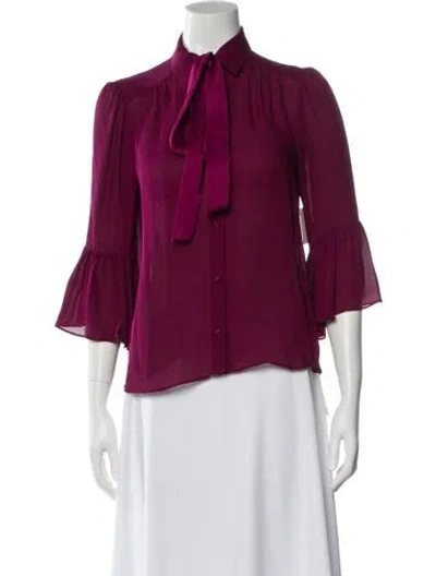 Pre-owned Alice And Olivia Silk Three-quarter Sleeve Blouse In Purple