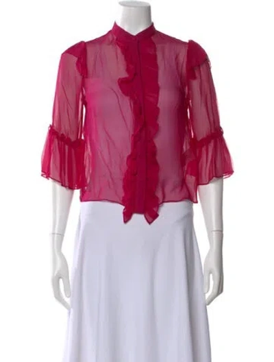 Pre-owned Alice And Olivia Silk Three-quarter Sleeve Blouse In Purple