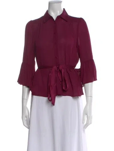 Pre-owned Alice And Olivia Silk Three-quarter Sleeve Blouse In Purple