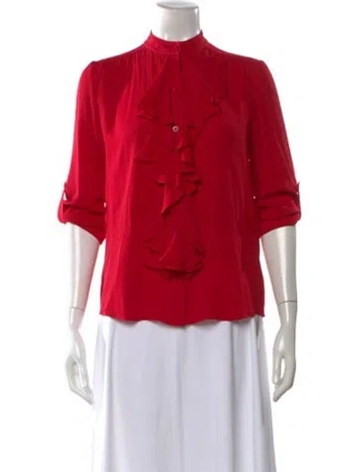 Pre-owned Alice And Olivia Silk Three-quarter Sleeve Blouse In Red