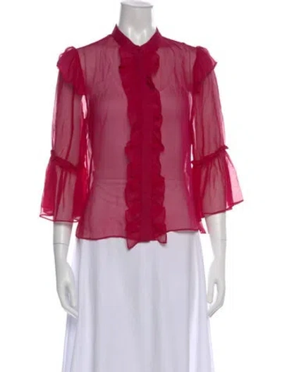 Pre-owned Alice And Olivia Silk Three-quarter Sleeve Blouse W/ Tags In Pink